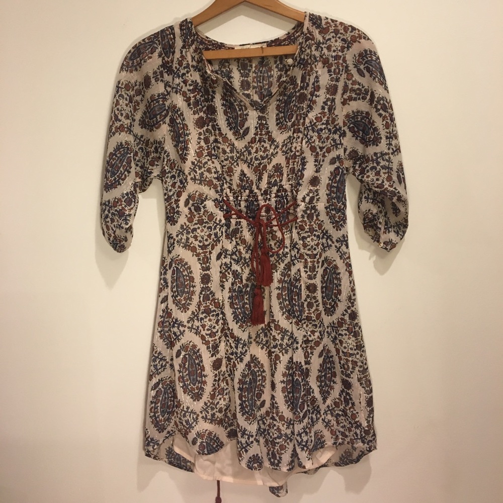 Sheer paisley Anthropologie dress with slip